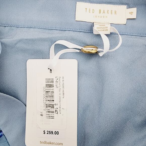 NEW Ted Baker Harrpa Raspberry Ripple Pleated Floral Midi Skirt Light Blue - Picture 8 of 12